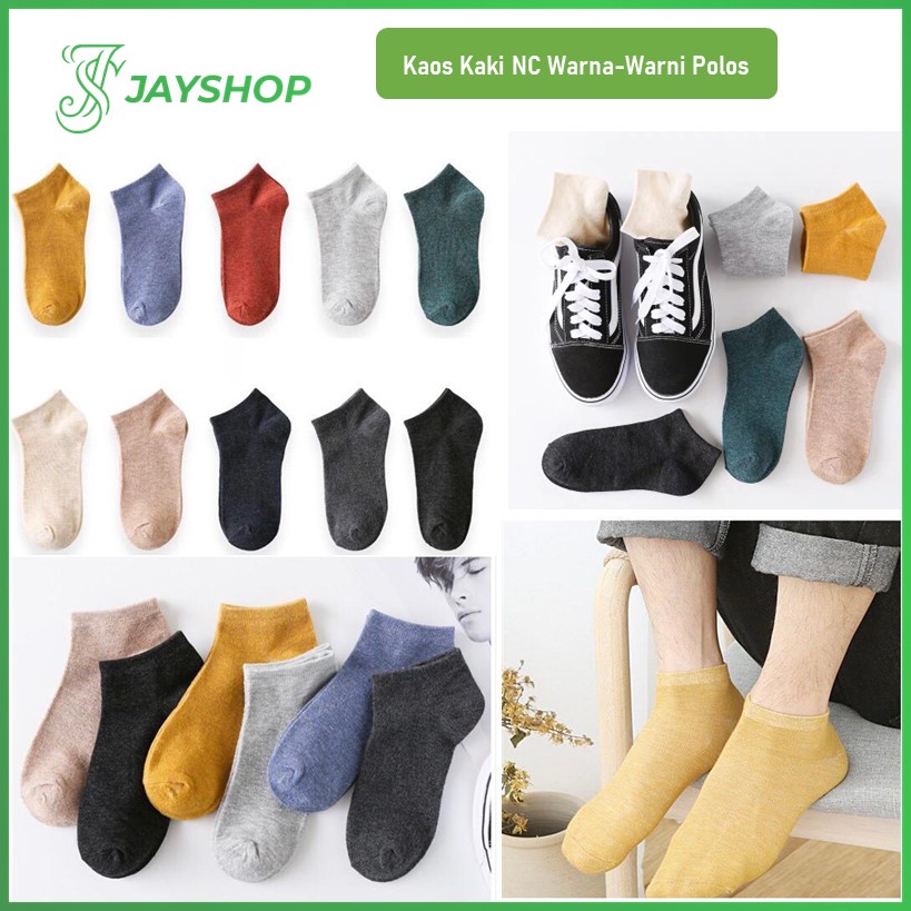 Kaos Kaki Polos NC Warna Warni Kaos Kaki Pendek Dewasa Unisex Ankle Socks