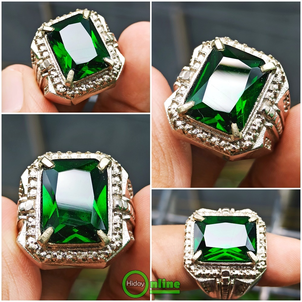 CINCIN PERMATA ZAMRUD BIRON KOTAK OCTAGON