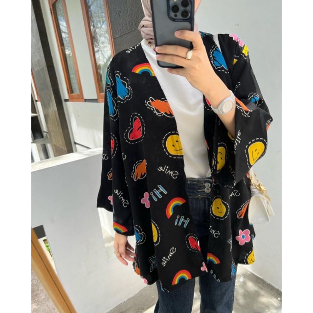 (RPA) OUTER RIMOZA SMILE OVERSIZE CARDIGAN WANITA ATASAN WANITA RAYON