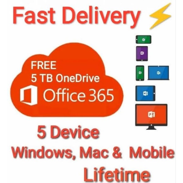 Jual MS OFFICE 365 COSTUM USERNAME 5 DEVICE LIFETIME FREE ONEDRIVE 5TB ...