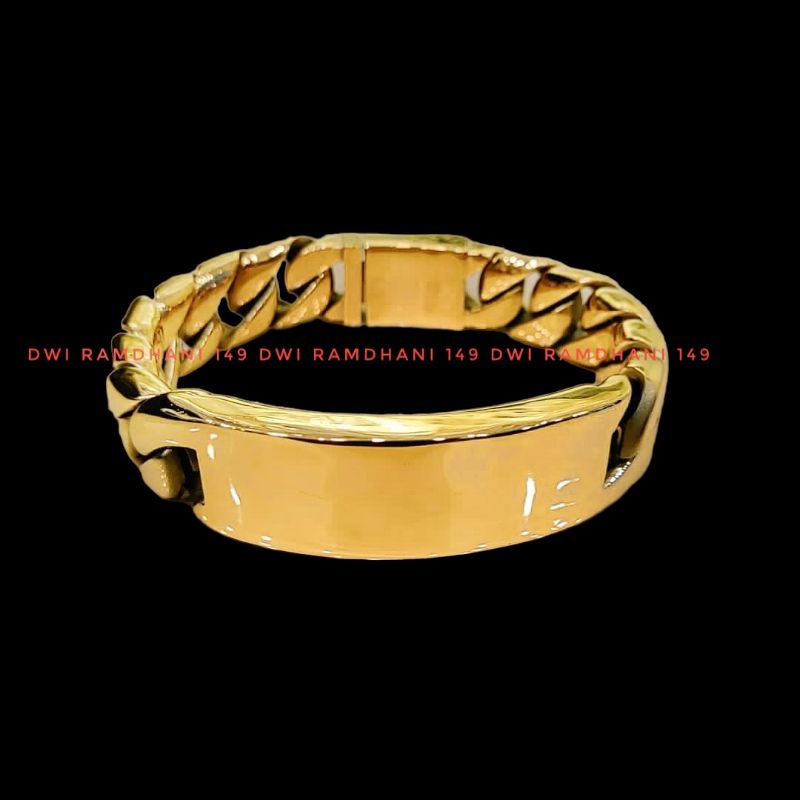 Gelang Titanium Rantai Besar Jumbo Polos Plat Pria Macho