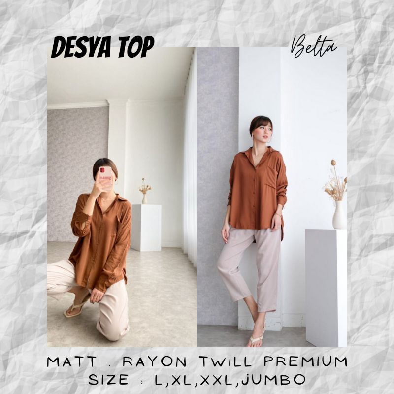 Kemeja Wanita Oversize Rayon Twill Tebal Premium Jumbo - DESYA TOP