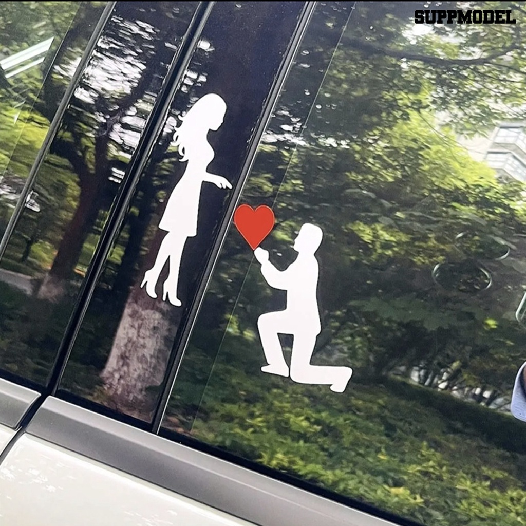 [Dekorasi] 1pc/2pcs Stiker Mobil Perekat Diri Tahan Air Anti Gores Dapat Dilepas Tidak Luntur Dekoratif Universal Auto Body Jendela Kaca Belakang Mengusulkan Nikah Vinyl Decal Untuk Truk