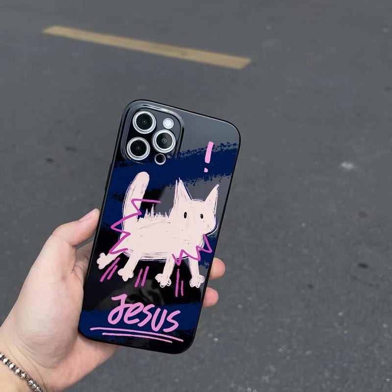 Ins Pola Kucing Cocok Untuk Iphone14 14pro 14Plus 14prm Iphone13 13prm iPhone 11 7Plus 8Plus Xr XS 12 Pro Max Empat Sudut Casing Ponsel Tahan Guncangan