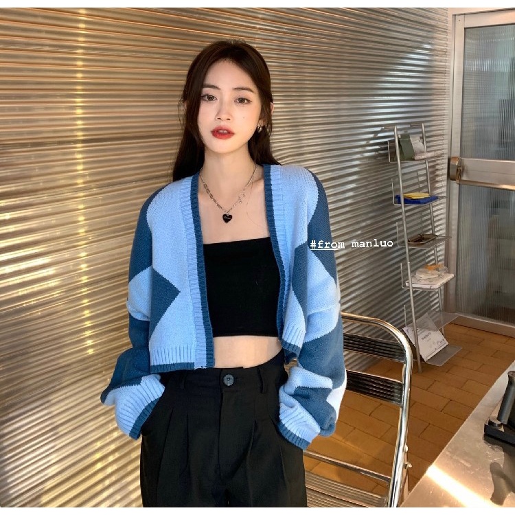 Cardigan Rajut Tebal Wanita Korean Style Outer Knit Crop