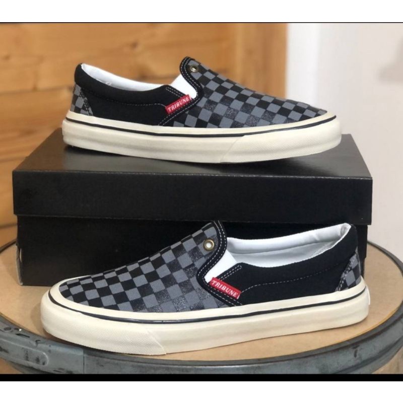 SEPATU LOKAL TRIBUNE CATUR ABU SLIP ON ORIGINAL SEPATU BRAND LOKAL COD