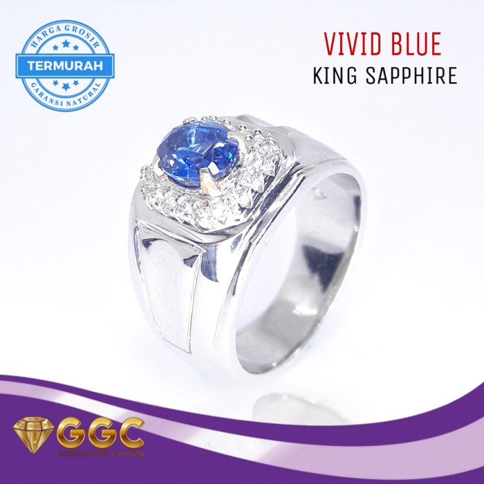 Cincin Batu King Sapphire Vivid Blue Size Kantoran