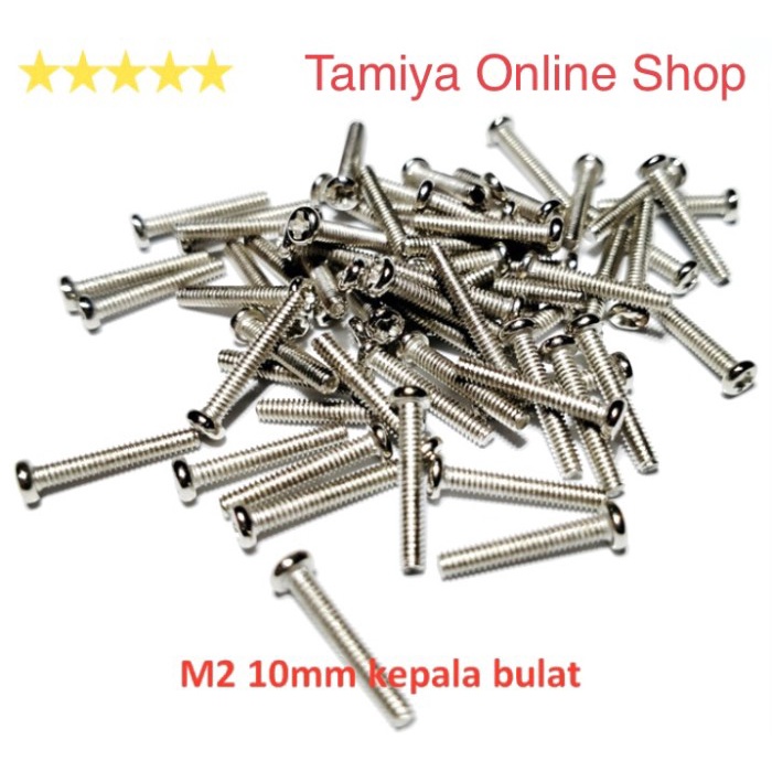 Tamiya Screw M2 x 10 mm Baut Bulat Baut Silver 10 mm per pcs (NS829)