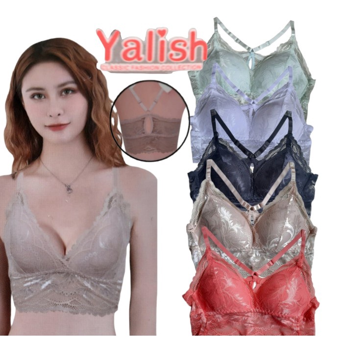 Bra Bralette Yalish Renda Full / Lace Bra Tali Silang Belakang