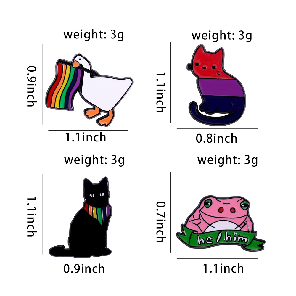 Kucing Hitam Pelangi Dasi Kupu-Kupu Enamel Pin Kartun Bebek Kodok Kucing Bros Lencana Kerah Pin Rainbow Animal Pride Perhiasan Hadiah Aksesoris