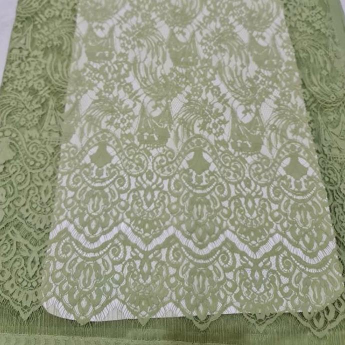 brokat semi Prancis motif rumah gorga Batak warna sage