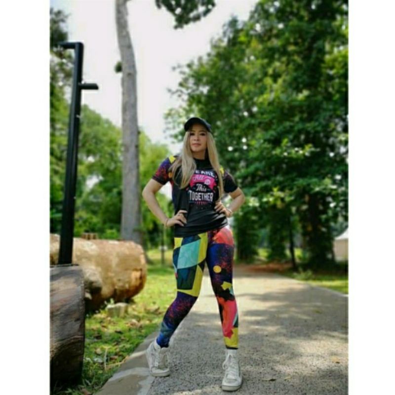 SETELAN BAJU SENAM SXB WE ARE ALL IN TOGETHER LENGAN PENDEK AND LEGGING