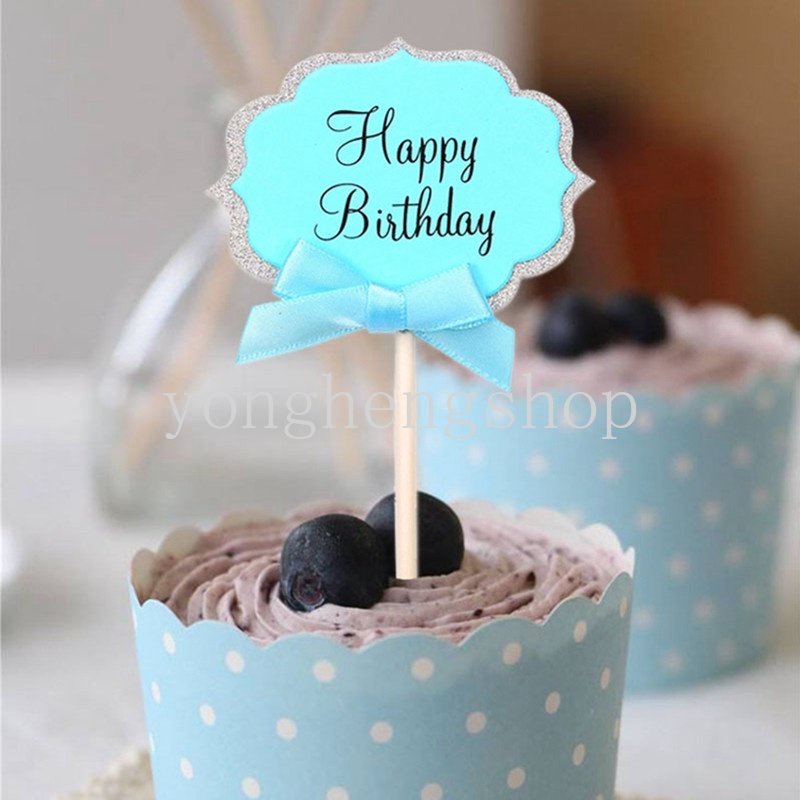 5 Pcs Selamat Ulang Tahun Cupcake Cake Topper Hiasan Kue Ulang Tahun DIY Insert Card Baby Shower Cake Topper Party Supply