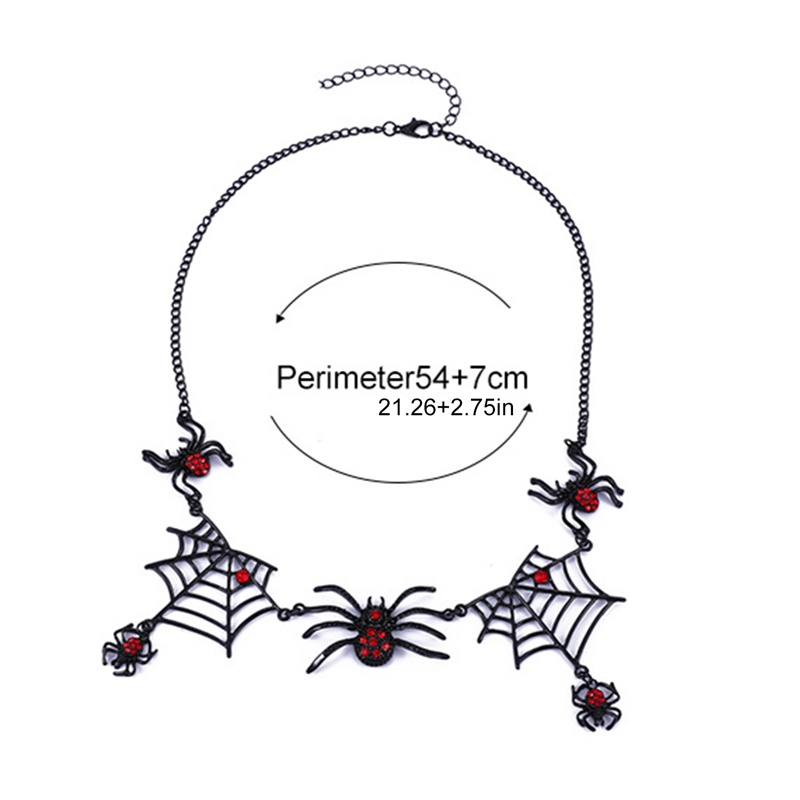 Kalung Liontin Kelelawar Vampir Halloween Spider Net Pendant Necklace Gaya Punk Reptil Perhiasan Hewan Untuk Wanita Gadis