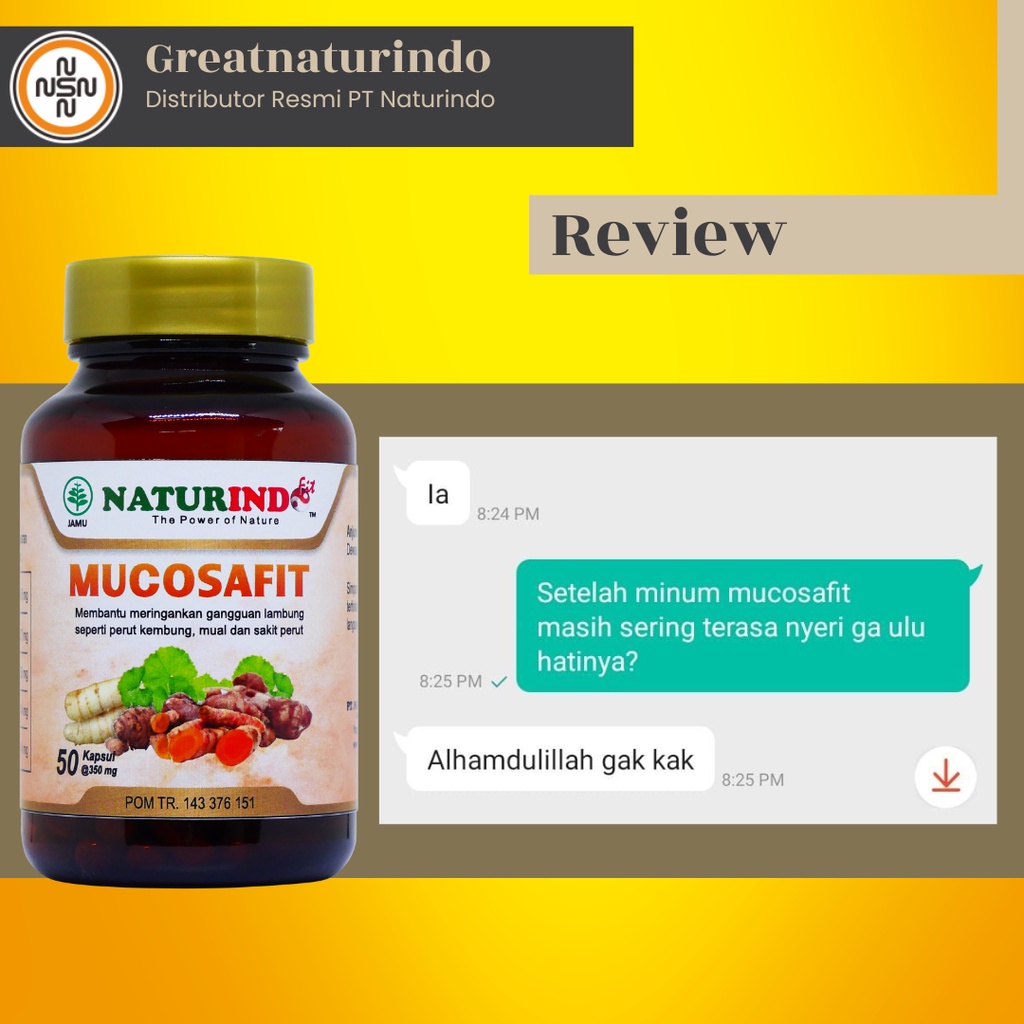 Obat asam lambung maag herbal gerd sakit perut magh sembelit kembung tukak lambung nyeri ulu hati Mucosafit Naturindo