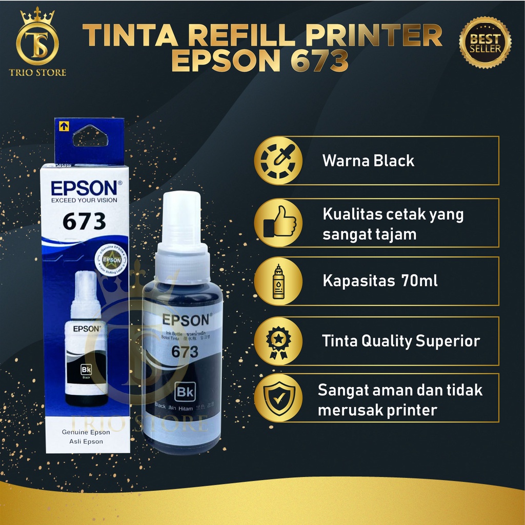 1 SET 6 PCS Tinta Epson 673 For Printer L800 L805 L850 L1800 Premium