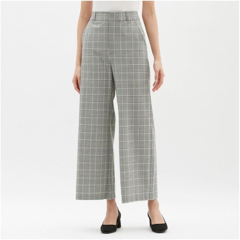 GU plaid wide leg pants