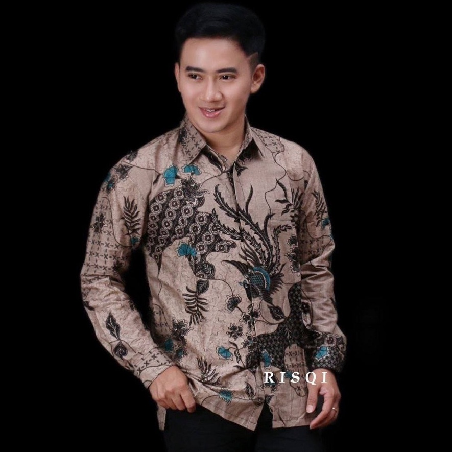 KEMEJA BATIK LENGAN PANJANG SEKAR JAGAD HIJAU M L XL XXL