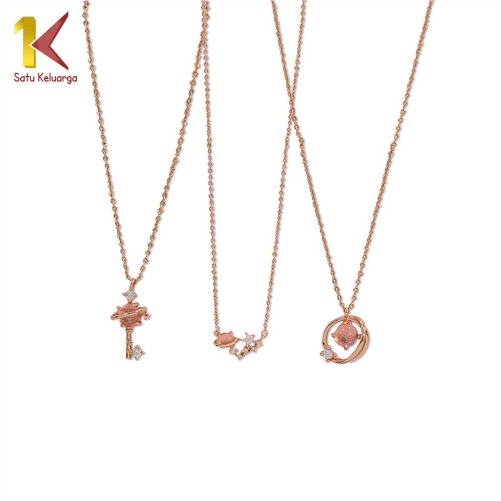 Satu Keluarga Kalung Titanium Wanita Korean Style K84 Gelang Bintang Kunci Necklace Crystal Motif Pl