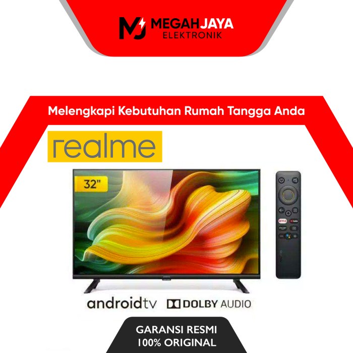 REALME ANDROID SMART TV LED 32 INCH (32 INCH / HD TV / USB MOVIE) FREE ONGKIR
