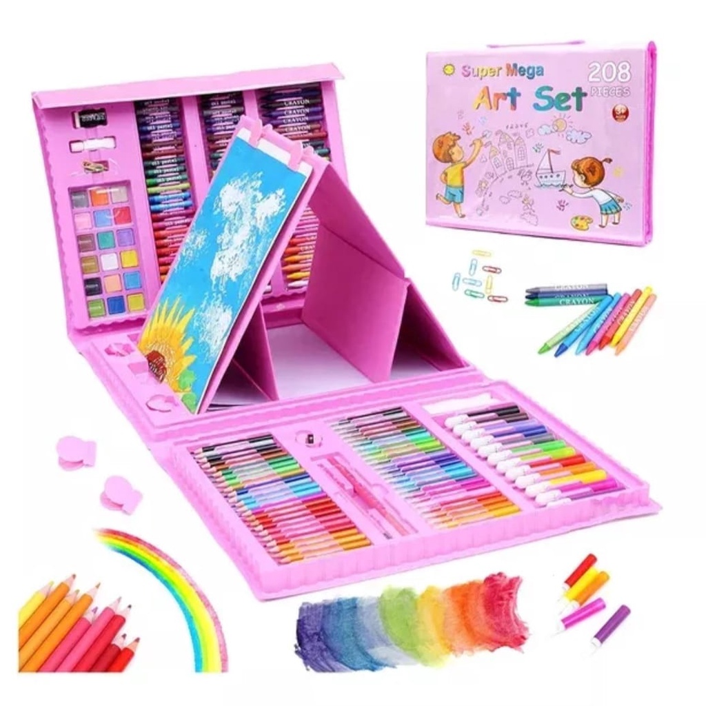 Crayon Art Set 208 Pcs /150 Pcs Lengkap Alat Mewarnai Alat Tulis Krayon Pensil-Crayon Set Alat Menggambar Stationery Melukis Anak-anak Spidol Crayon Cat Air Pensil Art Set 208 Pcs / 150pcs Paints Kids Children Painting Drawing Tools Set