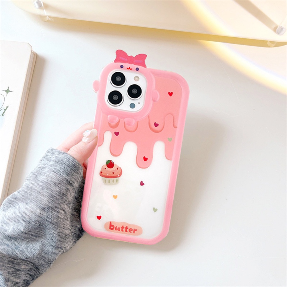 Soft Case TPU Motif Es Krim Kue Strawberry Untuk IPhone 11 XR 6 6S 7 8 Plus 13 12 14 Pro MAX 14 Plus 11 Pro MAX X XS MAX SE 2020