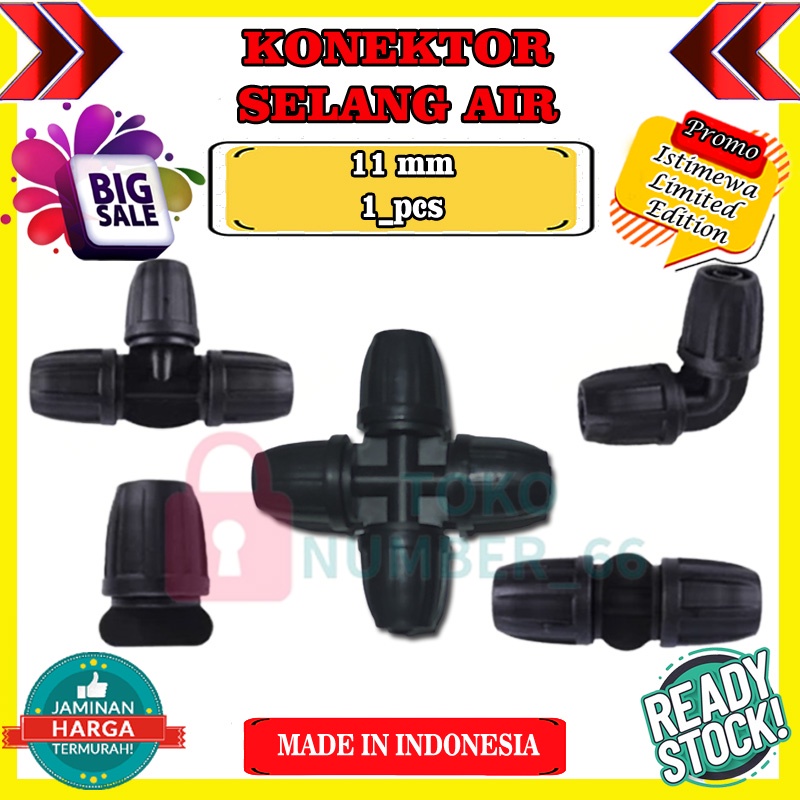 Sambungan Selang Air Hidroponik 11 mm Reducer TEE 8/11 mm Fitting Konektor TEE Selang PE Irigasi Cod