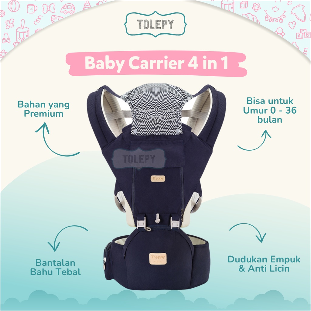 Gendongan Bayi Depan Premium Hipseat Baby Carrier Carier  Hip Seat Bayi 4 in 1 Instan