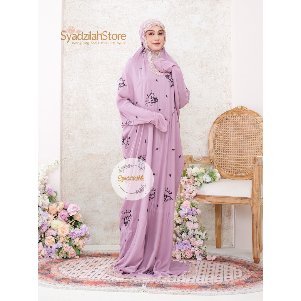SYADZILAH - Mukena Terusan Dewasa Bordir Bunga Rose Love