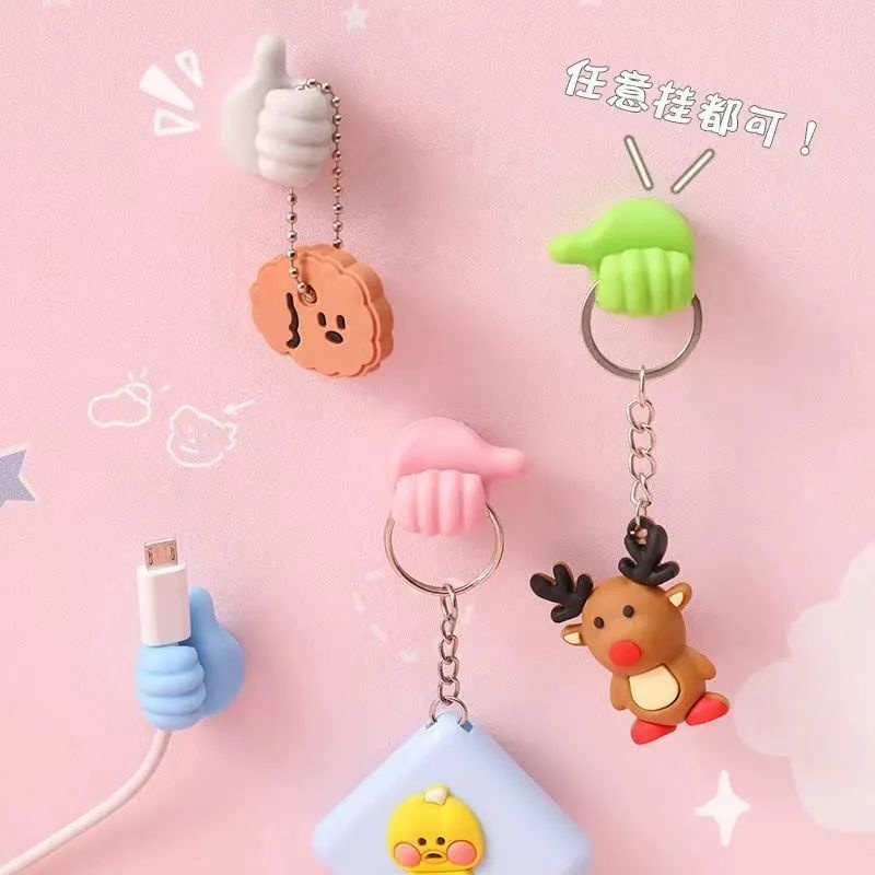 Cute Thumb USB Cable Winder Cable Organizer Strap Kabel Headphone Stand Pengaturan Kabel Telepon Hoop Tape