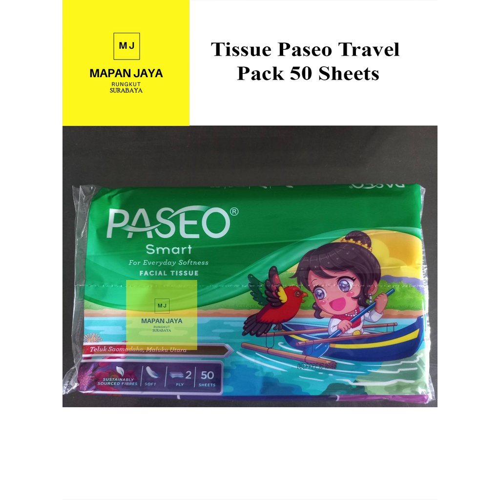 Paseo Smart Tissue Travel Pack 50 Sheets 2 Ply