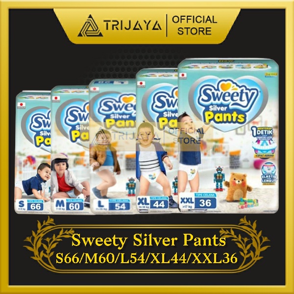 Jual Sweety Royal Silver Pants S66 M60 L54 Xl44 Xxl36 Popok Celana