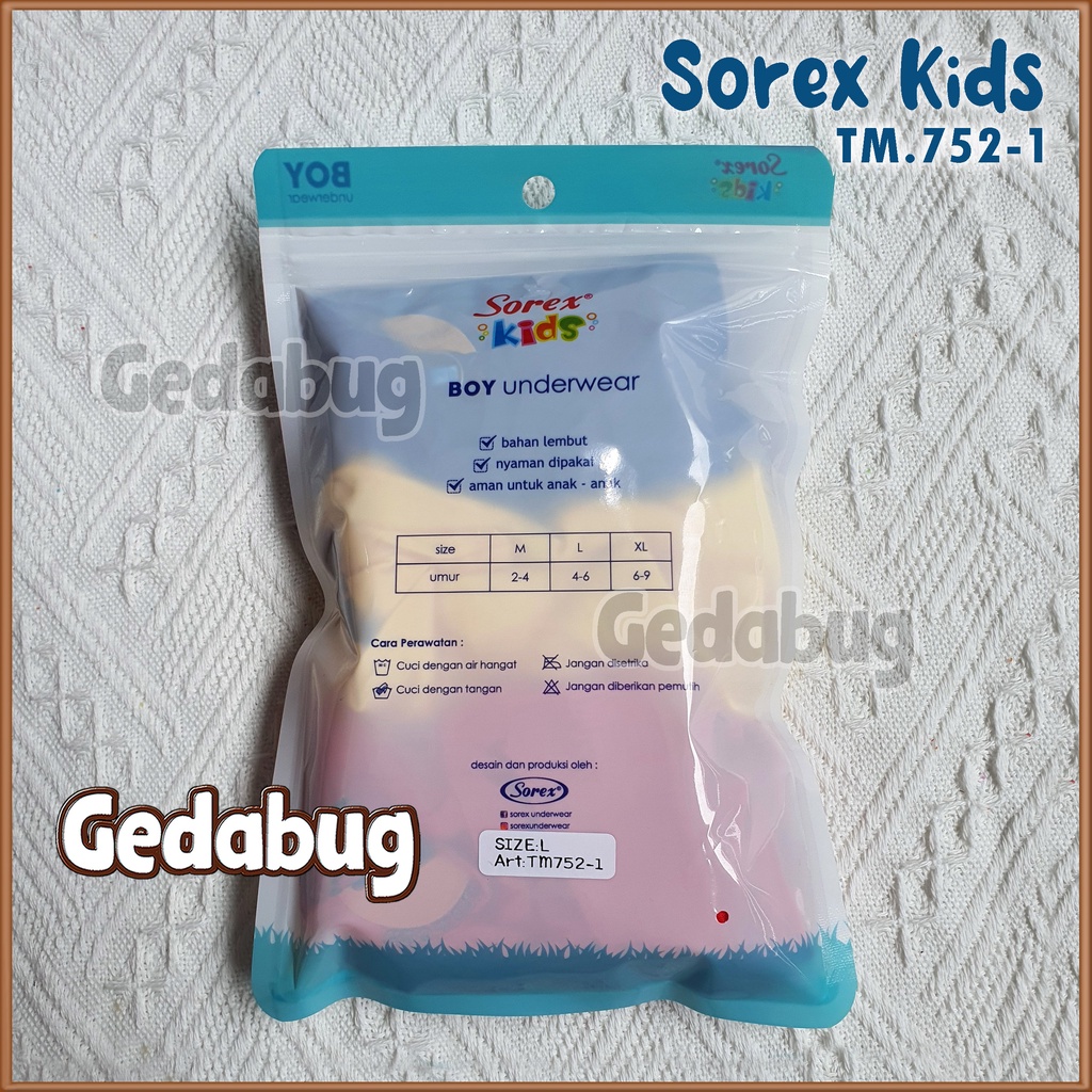 CD Boxer Anak Sorex Kids TM 752 | Celana Dalam Anak Motif Boy | Variasi Warna Merah Biru Kuning