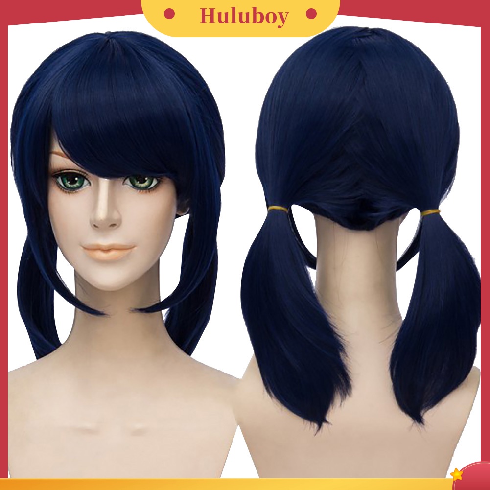 Wig Rambut Model 2 Kuncir Babi Lurus Warna Biru Tua Untuk Wanita