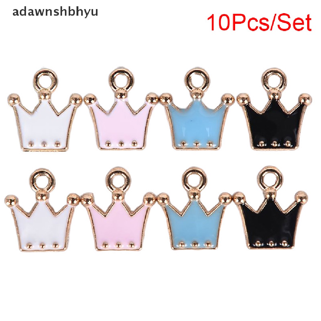 Adawnshbhyu 10Pcs /Set Enamel Alloy Mahkota Kecil Ch Liontin Perhiasan DIY Membuat Craft Hadiah ID