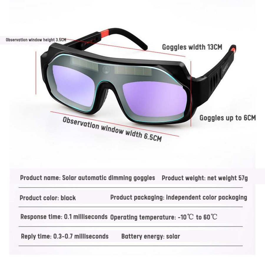 Kacamata Las Otomatis DUAL GLASS Autodark Auto Darkness Dark Welding Glasses Solar Automatic Dimming Goggles