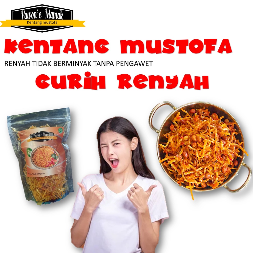 

Kentang kering kriuk goreng mustofa jogja pedas manis kemasan 100 gr dan 250 gr kacang campur teri medan cabe
