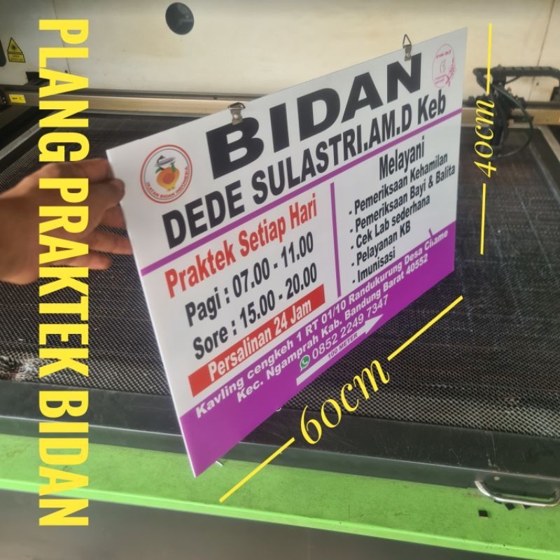 Plang Acrylic  Praktek Bidan / Dokter