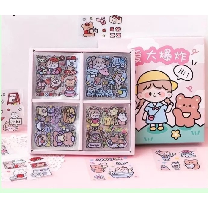 Sticker Momo / Mimi 2D Stiker Kartun Karakter Korea Aesthetic Waterproof Deco Tumbler Random