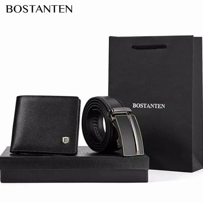 Bostanten Ikat Pinggang Pria Dan Dompet Lipat Asli Kulit 1Paket Termurah