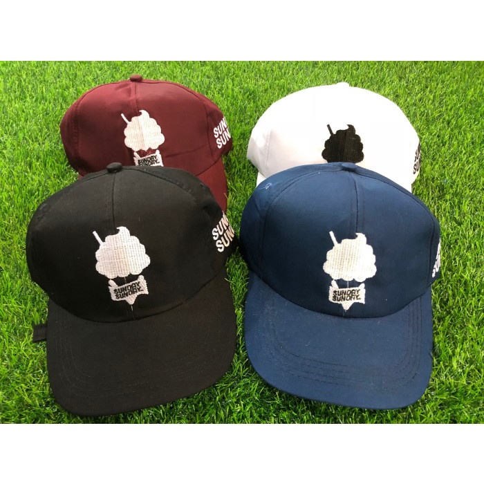TOPI BASEBALL BORDIR SUNDAY SUNDAY | TOPI TUMBLR SUNDAY SUNDAY PREMIUM - Putih