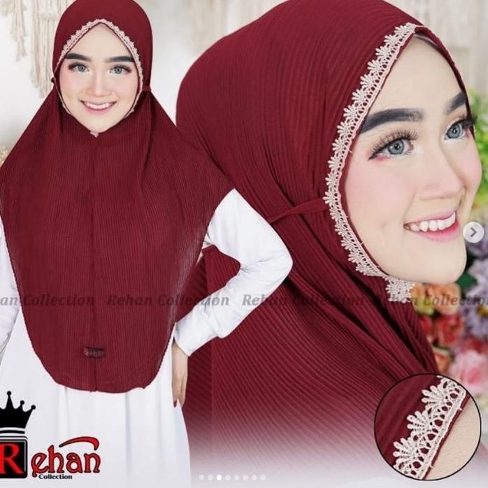 WNS.21De22ᴹ– Bergo Plisket Lidi Renda Premium - Jilbab Instan - Kerudung Hijab Diamond
