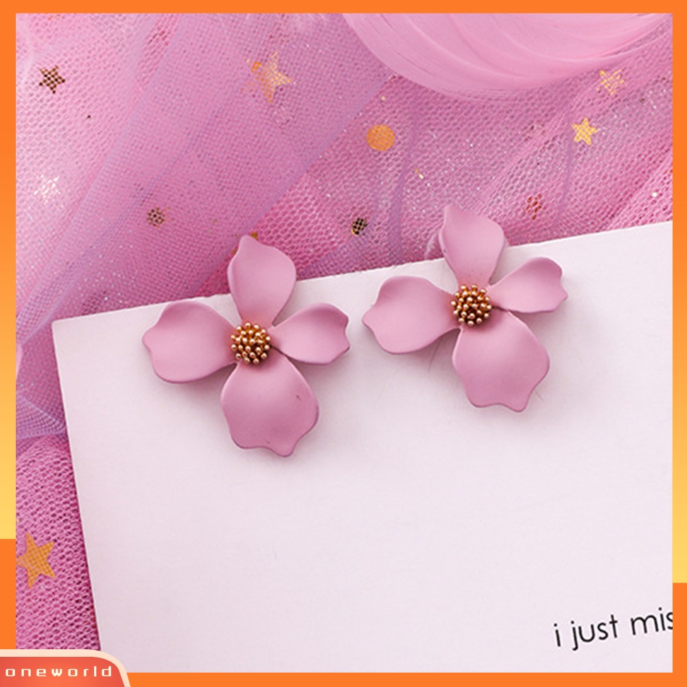 [WONE] Wanita Manis Bunga Hati Geometris Menjuntai Telinga Drop Stud Earrings Perhiasan Hadiah