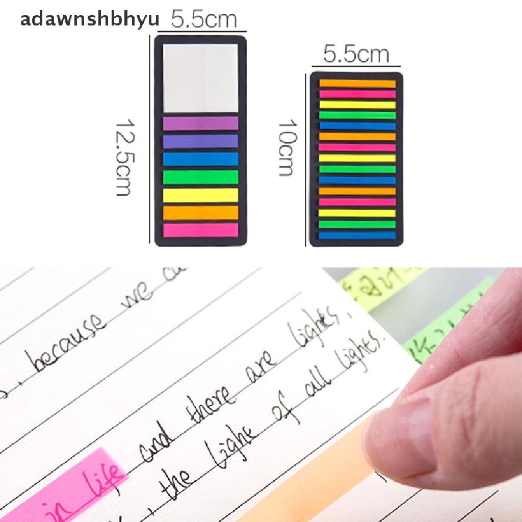 Adawnshbhyu 160/300pcs Warna Transparan Neon Index Tabs Bendera Sticky Note Stationery ID