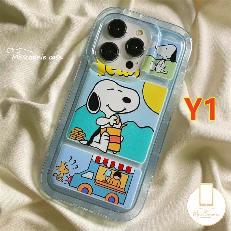 IPHONE Casing Ponsel Airbag Shockproof Bening Kompatibel Untuk Iphone11 14 13 12 Pro MAX XR 78 6 6S Plus X XS MAX Kartun Lucu Snoopy Transparan Lembut TPU Back Cover