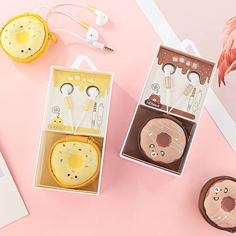 [ KI 366 ] Set Headset Earphone karakter  LOVELY SWEET+ Wadah penyimpanan Earphone