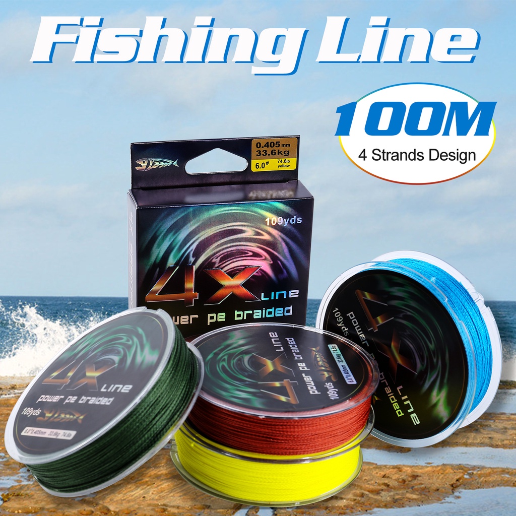 PE 4 Strands Braid Fishing Line 100M 4 Warna Kekuatan Super Kuat Dikepang 0.4-6.0 # Pancing