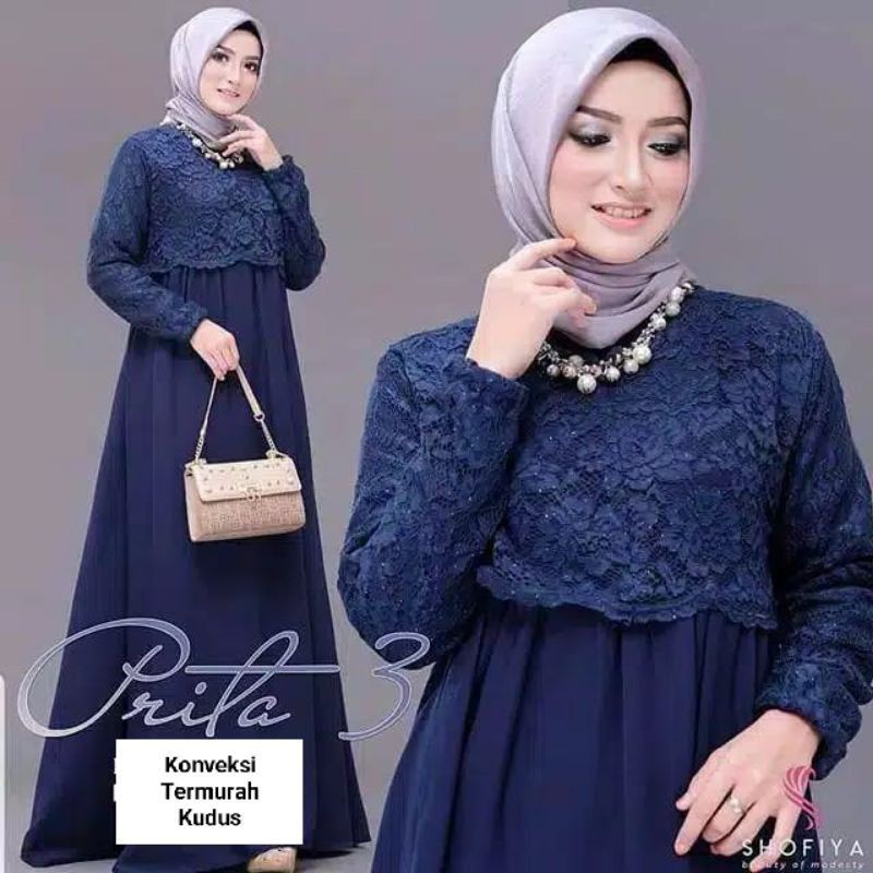 (COD) Gamis brokat wanita model kekinian