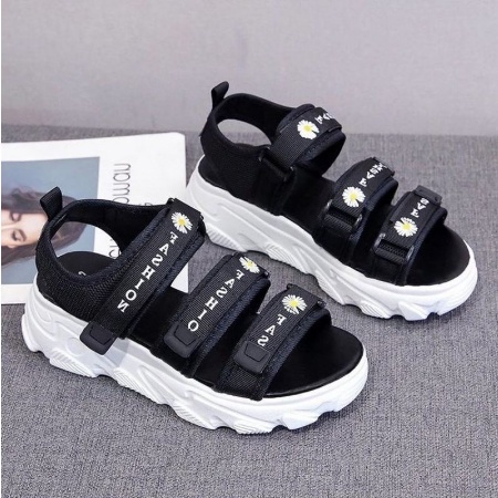 mdaffstore - 8.8  Sale Sandal Gunung Anak Wanita Kasual Sandal Gunung Korea GN 01-Bunga hitam