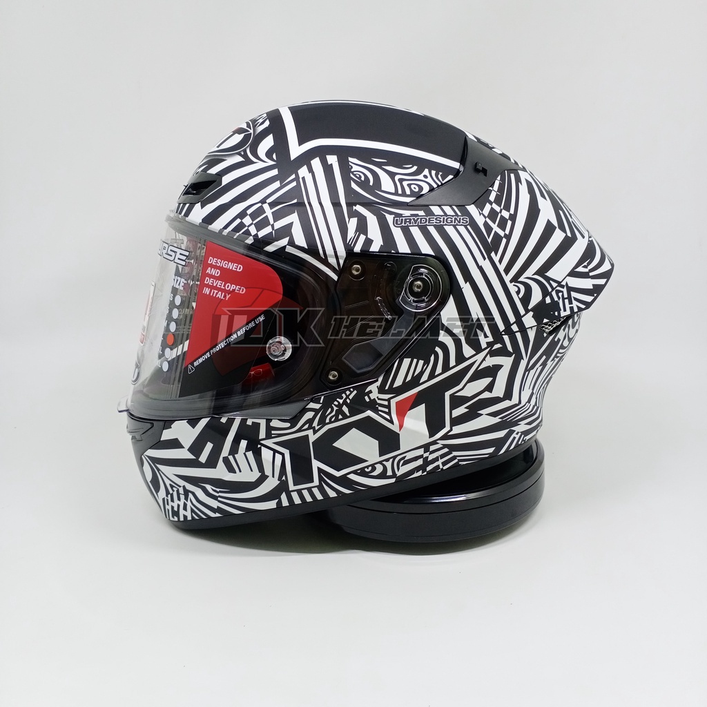 Helm Full Face KYT TT Course TTC Espargaro Winter Test New Original Espagaro Putih Hitam Motif